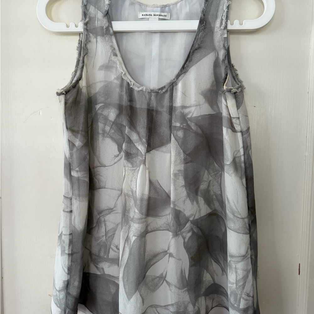 Banana Republic Gray and White Sheer Tank Top